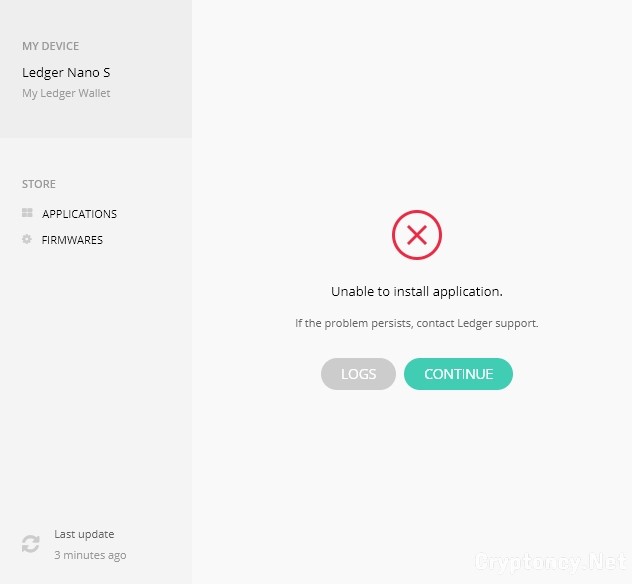 Unable to Install Application - Ledger Nano S